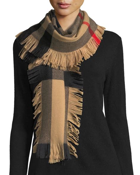 burberry half mega fashion wool fringe scarf|Burberry Half Mega Check Fashion Fringe Wool Scarf .